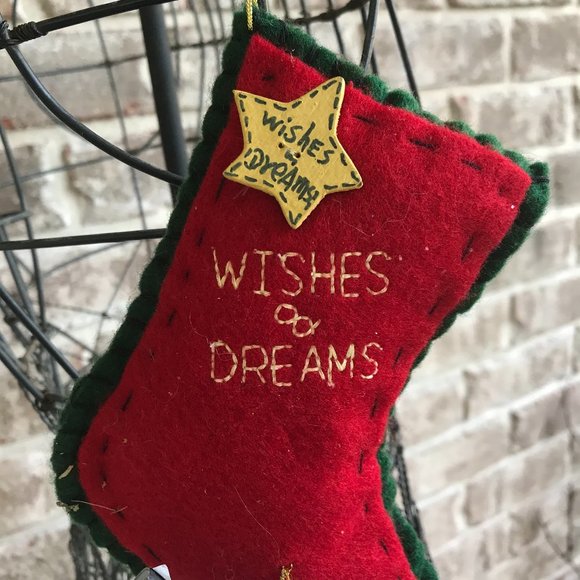 Wishes & Dreams Christmas Stocking Ornament VTG - Picture 3 of 9